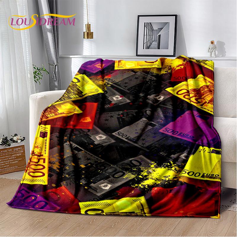 Zengin Dolar Euro Pound Para 3D Karikatür Battaniye, Yumuşak Atmak Battaniye Ev Yatak Odası Yatak Kanepe Piknik Ofis Seyahat Kapak Hediye Çocuk