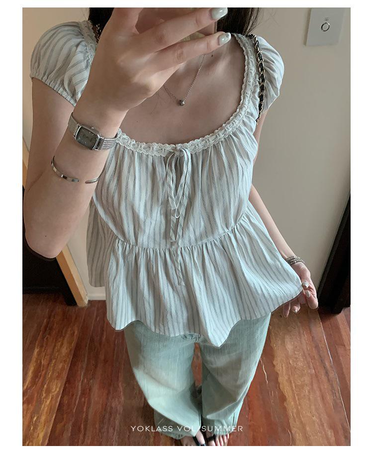 

Autumn/Winter 2025 Women s Striped Breathable Short Sleeve Commuting Top M светло-синий