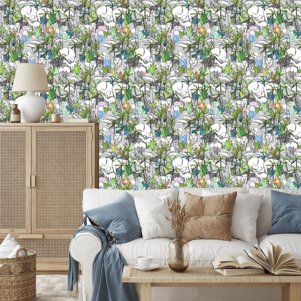 Wild Animals Savanna Wallpaper for Living Room and Bedroom 50x1000