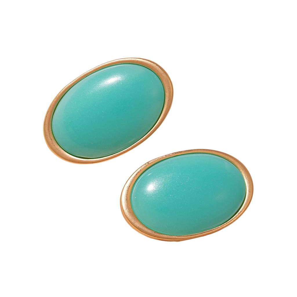 Retro Minimalist Oval Resin Earrings Comfortable Sterling Silver Posts Geometric Statement Jewelry