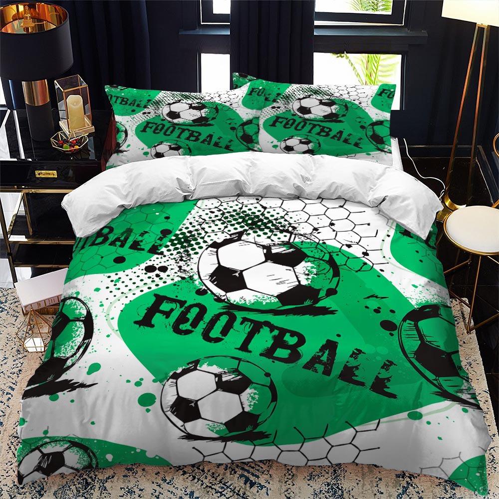 3D Football Print Duvet Cover Queen/King Size Soccer Sport Bedding Set for Boy Kids Gifts Ball Game Theme Quilt Cover Pillowcase