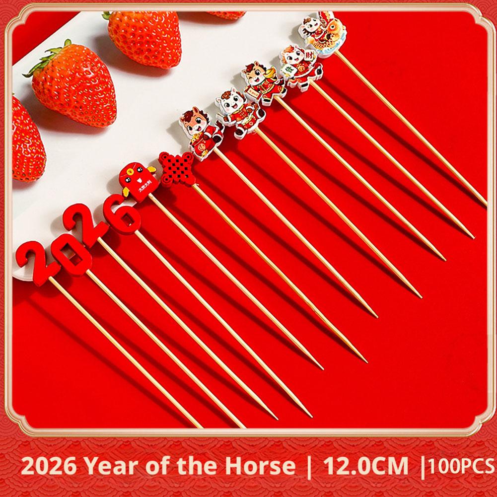 100Pcs Christmas Fruit Skewer Toothpick Xmas Tree Snowflake Santa Disposable Cake Food Cocktail Picks Sticks New Year Decor