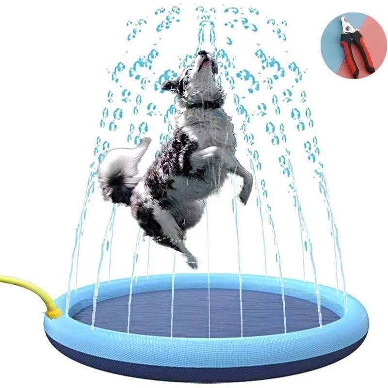 Dog Toy Eco-Friendly PVC Dog Swim Bath Pool Cooling Game Non-Slip Mat Foldable Water Splash Sprinkler For Outdoor Water Play Mat