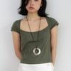 Geegee Circle Pearl String Necklace