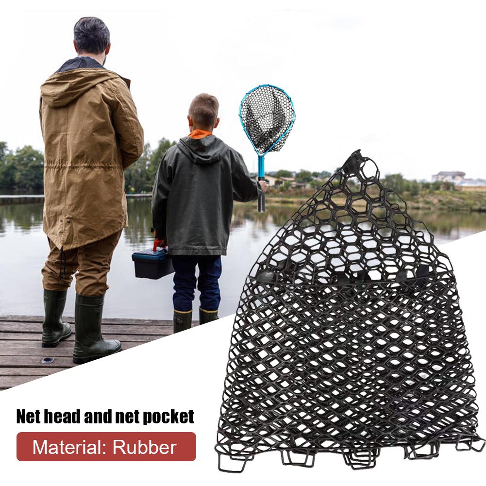 32cm 40cm 55cm Rubber Fishing Nets Mesh Fish Catch Release Network Trap Landing Dip Net Collapsible Fishing Accessories