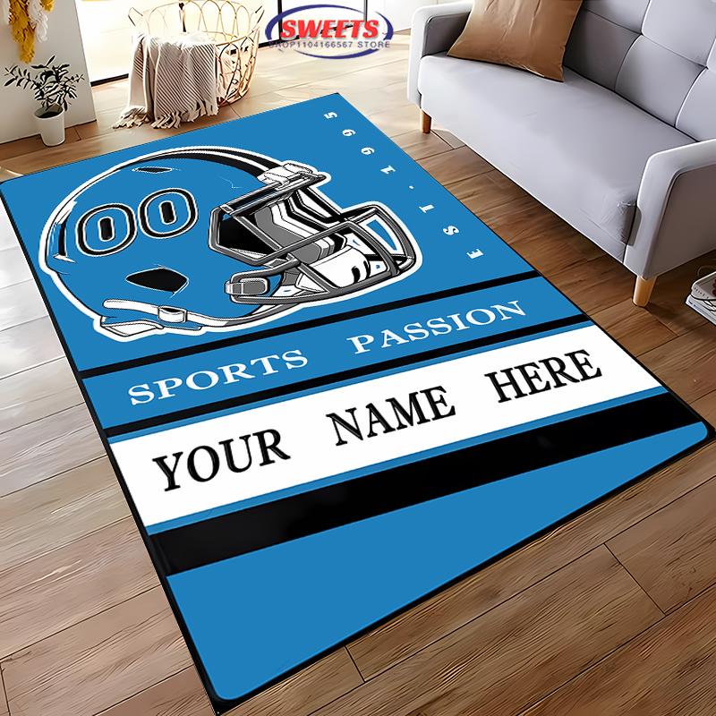 1 Stück personalisierter Fußballteppich mit Ihrem Namen und Ihrer Nummer, Geschenk für Fußballfans, Matte in großer Größe für Zuhause/Büro, Teppich, Besonderes Geschenk