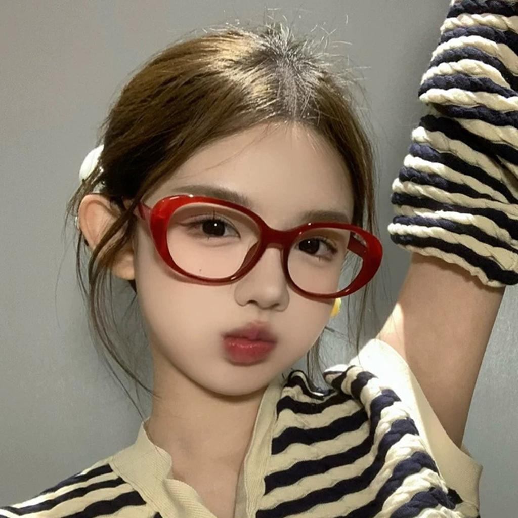 Black Red Oversized Frame Glasses Women Retro Oval Eyeglasses Y2K Anti Blue Light Computer Reading Fashion Spectacles Eyewear