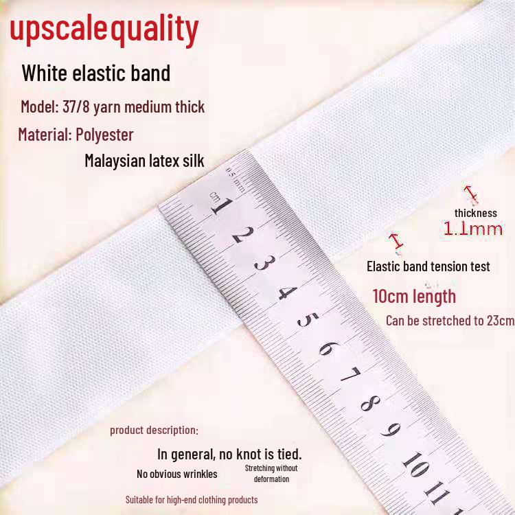 Witte Klittenbandrand Elastische Band voor Beschermende Kleding - Zwart Effen Plat, Gemiddelde Dikte