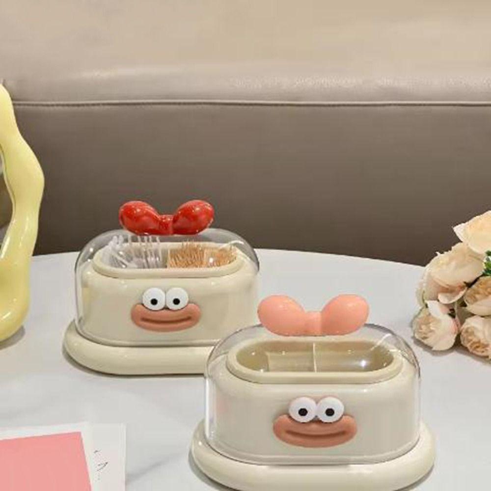 Double Grid Toothpick Storage Box Dustproof Cotton Swab Tube Dopamine Toothpick Box  Living Room