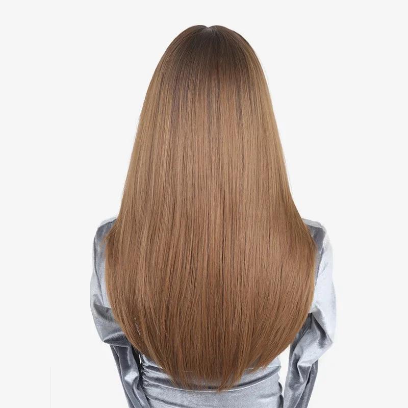 Synthetic wig for European and American long straight hair women Qi bangs natural wig high temperature silk chemical fiber wig
