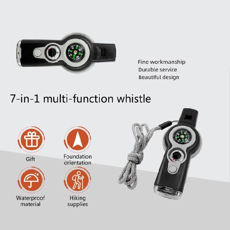 7 in 1 LED Light Whistle Thermometer Compasses Outdoor Survival Emergencies Tool