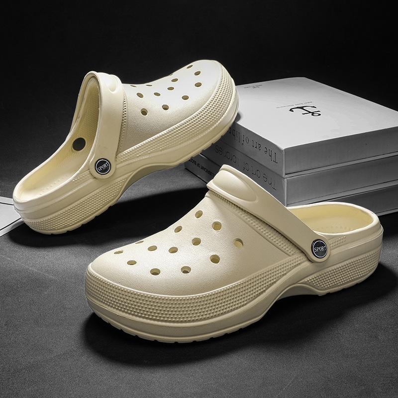 

Дырявые туфли мужские сандалии летняя обувь пляжная обувь мужские повседневные дышащие тапочки два способа носки одна педаль садовая обувь 45 хаки