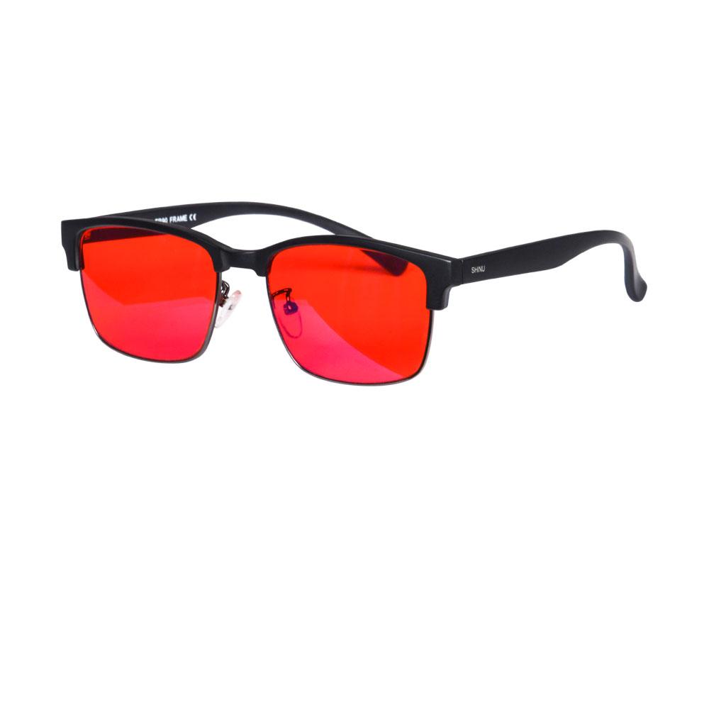 Better Sleep Glasses Red Orange Lens Nighttime Blue Light Filter Glasses for Men Improve Insomnia Square Eyeglasses for Men
