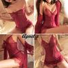 Sexy Lingerie Inner Underwear Nightwear One Piece Setup X026 Wine [Agnel x] See-Through Women's (S, Red)