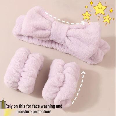 Coral Fleece Absorbent Hair Tie and Wristband Set for Skincare