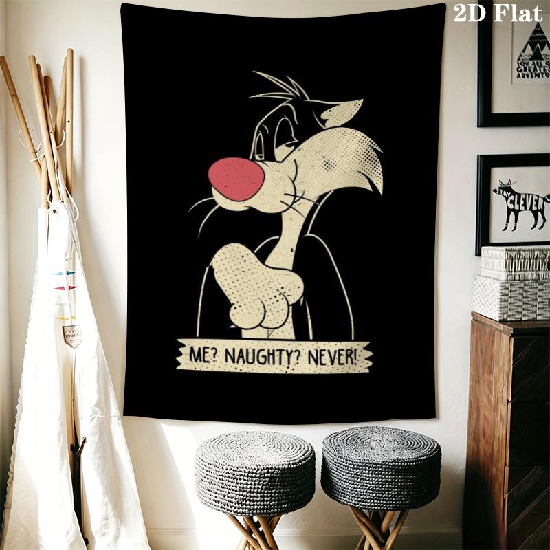 Sylvester the Cat Wall Tapestry Aesthetic Wall Hanging Printed Fabric Blanket Decorative Tapestries for Bedroom Living Room Home Decor