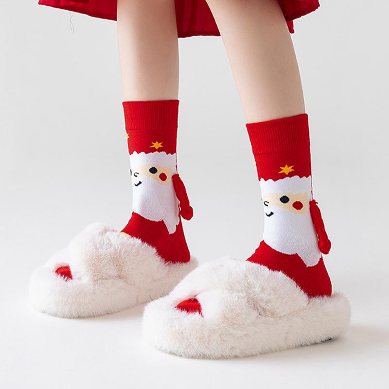Holding Hands Socks Elastic Magnet Hand Socks Cartoon Comfortable Cotton Mid-calf Socks Funny Gift For New Year Christmas
