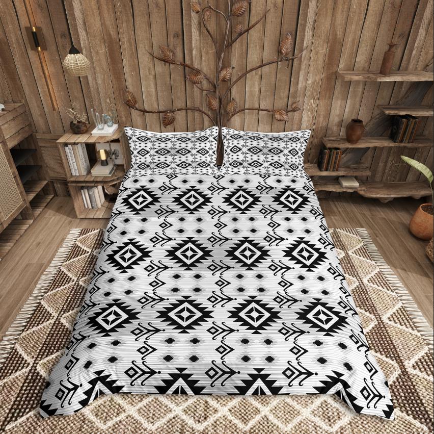 Homewish Tribal Aztec Duvet Cover Set,Bohemian Theme Bedding Set for Teens,exotic Style Decor