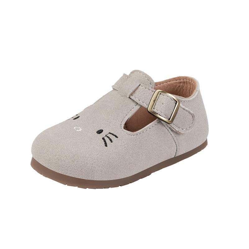 

Girls Causal Shoes Children Pu Leather Shoes Cute Cat Embroidered Little Kids Flats Shoes Simple Hook Loop Spring New 24
