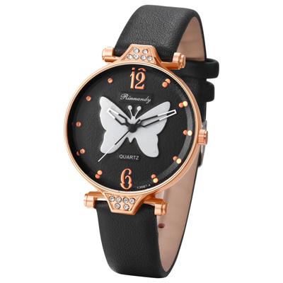 Watch Butterfly Cute Leather Strap Waterproof Butterfly Analog Display Adjustable Length Quartz Fashion Watch - Girls Elementary School New Semester