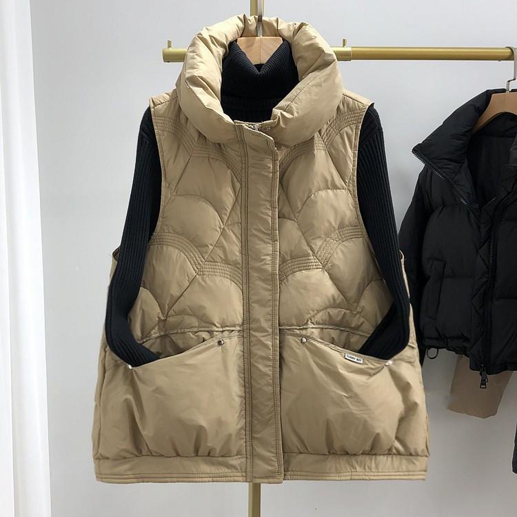 Down Vest Women's Short New Spring and Autumn Wear Stand-up Collar Vest Vest Vest Small White Duck Down Vest Tide