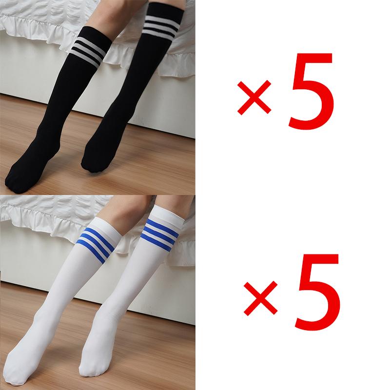 10 Pairs Woman's Black White Socks Cute Velvet Lolita Long Socks Solid Color Knee High Socks Fashion Kawaii Cosplay Sexy Stockings