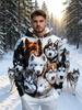 Męska bluza z kapturem o regularnym kroju z kieszenią typu kangur i regulowanymi sznurkami, idealny casualowy prezent na jesień i zimę, streetwear