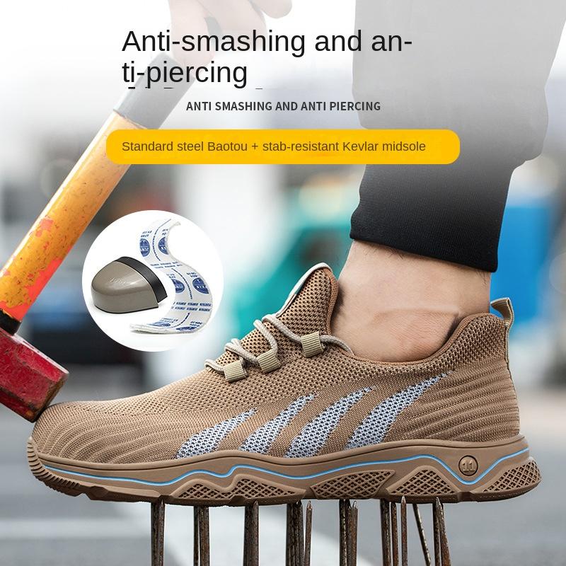 Labor Insurance Shoes, Mesh Fly-woven Lightweight Steel Bag Head, Smash-proof and Puncture-proof Protective Shoes