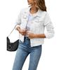 Women's Denim Jackets Fashion Female Casual Long Sleeve Lapel Solid Button Down Chest Pocket Slim Jean Jacket