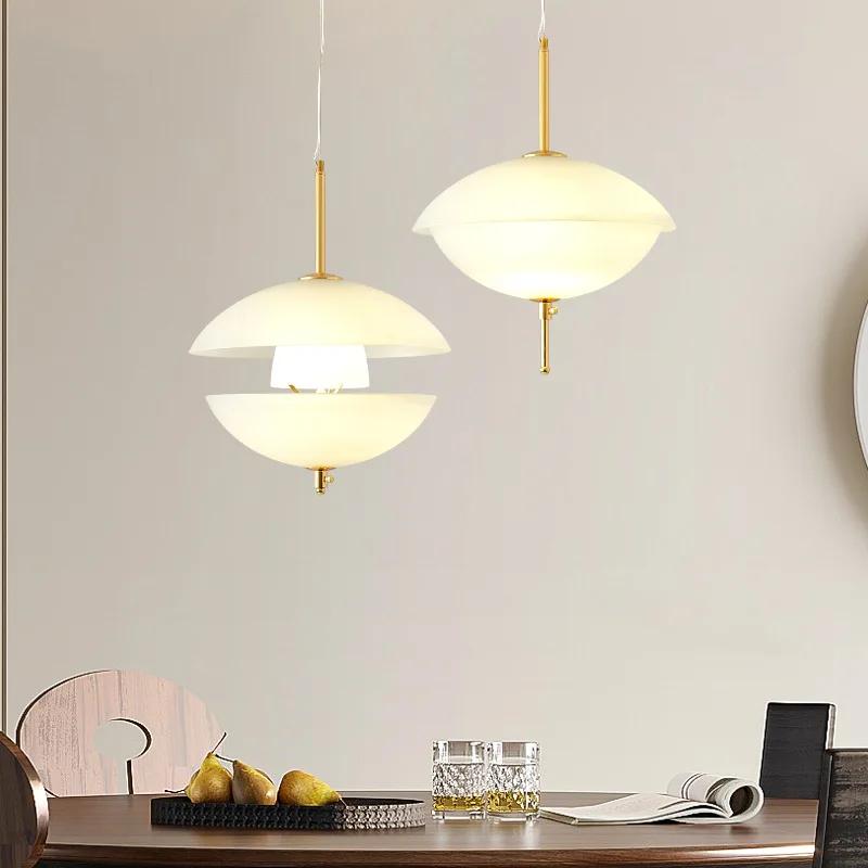 Nordic White Glass Pendant Lights Dining Room Bar Kitchen Lamp Bulb Move Up And Down Dropshipping Art Deco