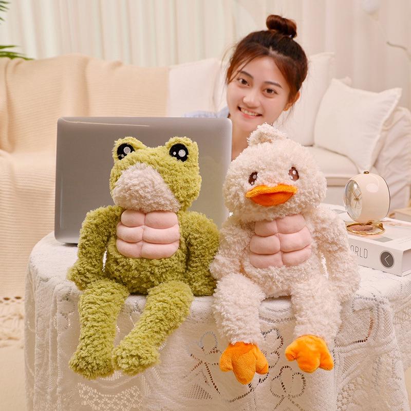 Muscle Frog Duck Plush Toy Fitness Stuffed Doll Gift For All Ages