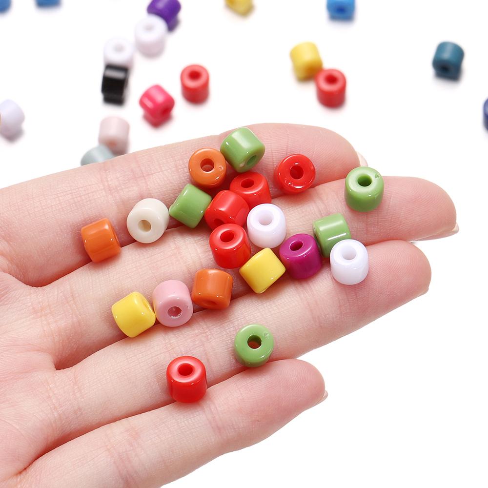 50/100pcs 5x6mm Acrylic Tube Beads Spacer Loose Bead for Necklace Bracelet Earrings Findings DIY Jewelry Making Accessories