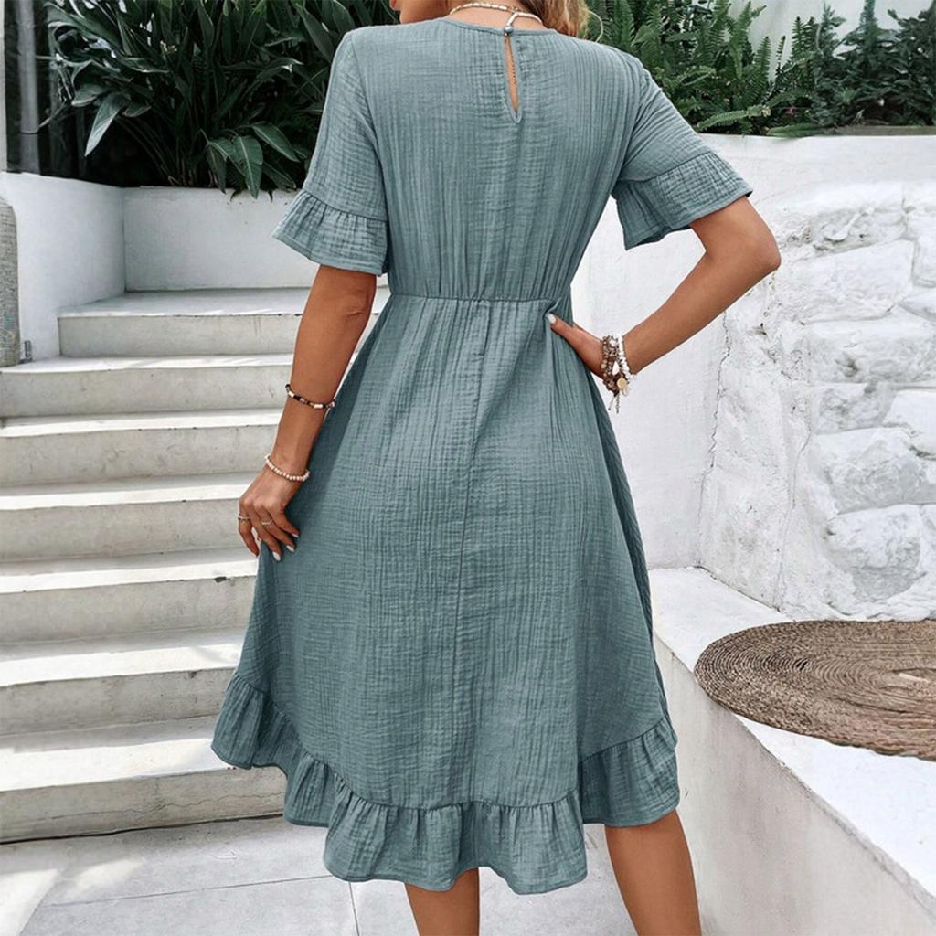 Women's Loose Casual Ruffle Short Sleeve Fashion Dress