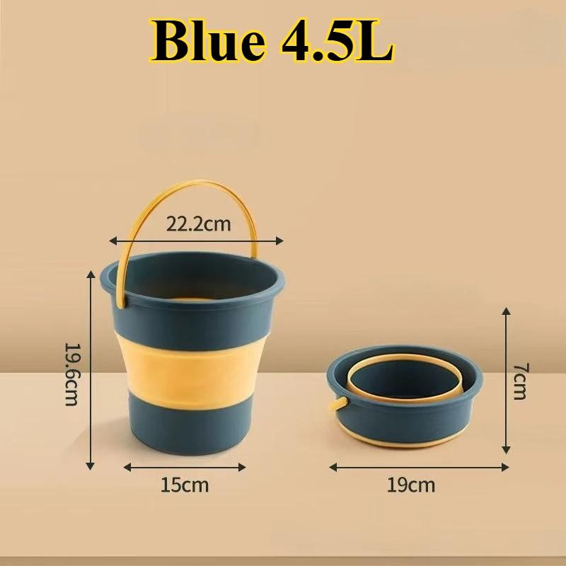 

4.5/10/17L Foldable Silicone Bucket - Thickened Portable Water Pail for Car Wash, Fishing, Camping, Outdoor (Multi-Purpose)