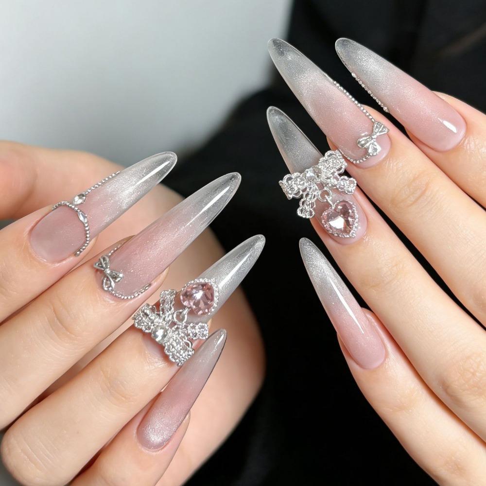 5Pcs Lace Bow Nail Charms Rhinestonesl Bow Pendant Nail Decor Cute Nail Decor  DIY Nails