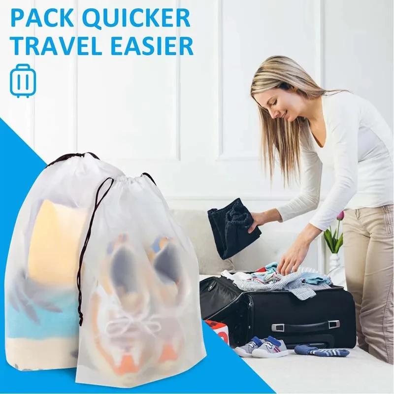 10/20/50pcs Portable Shoe Storage Drawstring Storage Bags Sundries Travel Makeup Bag Waterproof Transparent Plastic Storage Bags