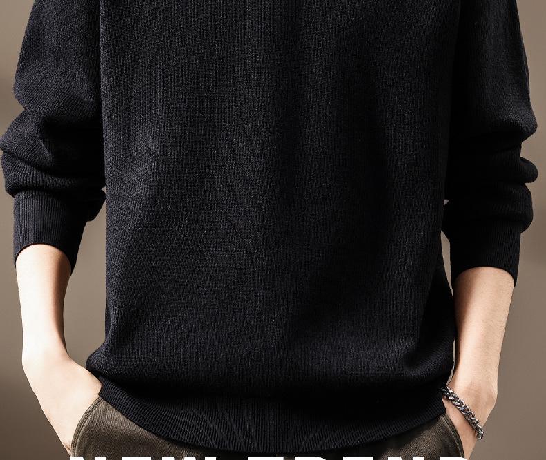 Men's High-End Heavyweight Cotton Color Block Polo Sweater - 2025 Spring/Autumn Collection