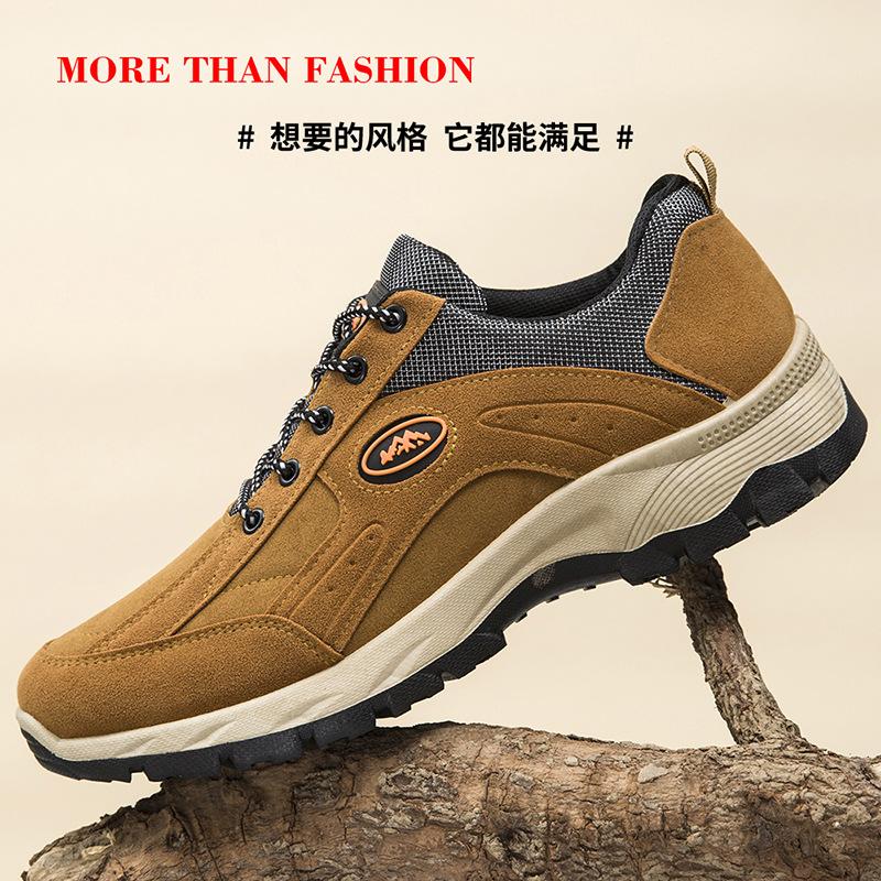 

Men s shoes 2024 spring and autumn large size outdoor sports low-top lace-up round head mountaineering shoes casual fashion tooling shoes 46 темно-коричневого кольору