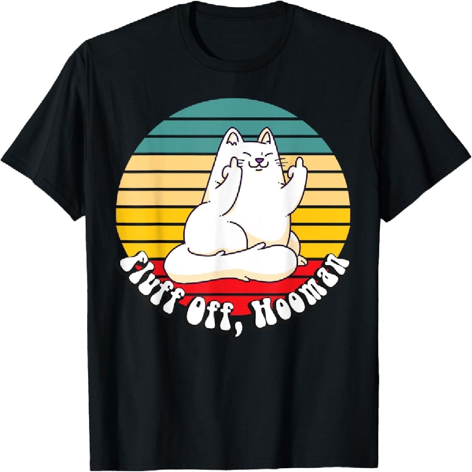 Fluff Off, Hooman - Funny Kitty Cat Giving Middle Finger T-Shirt XXXXXL разноцветный
