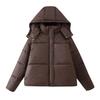 European and American Style, French Style, Women's Fashionable Versatile Stand-collar Thickened Solid Color Hooded Long-sleeve Cotton Jacket