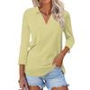 Women's Casual V-Neck Three-Quarter Sleeve Blouse with Print for Summer