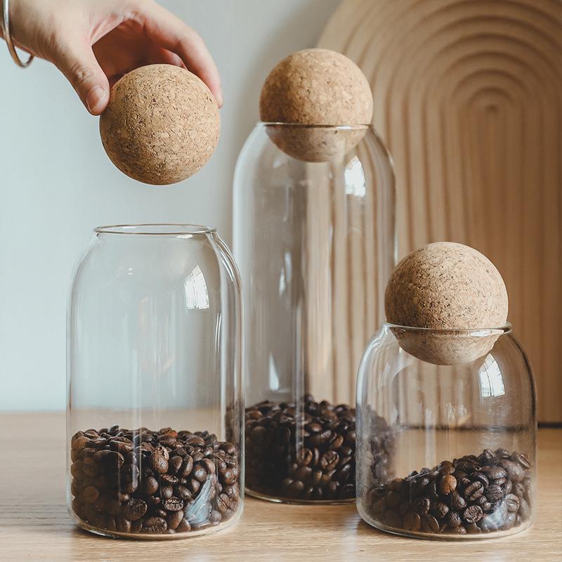 Cork Stopper Glass Jar for Coffee, Dried Fruit, and Grains Storage