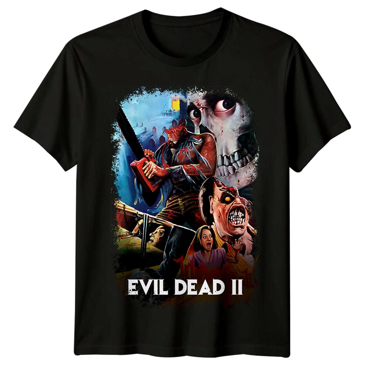 

Evil Dead II (1987) Movie Poster Inspired 100% Cotton T-shirt Mens Tees Top Retro 80s Tee Unisex 3XL