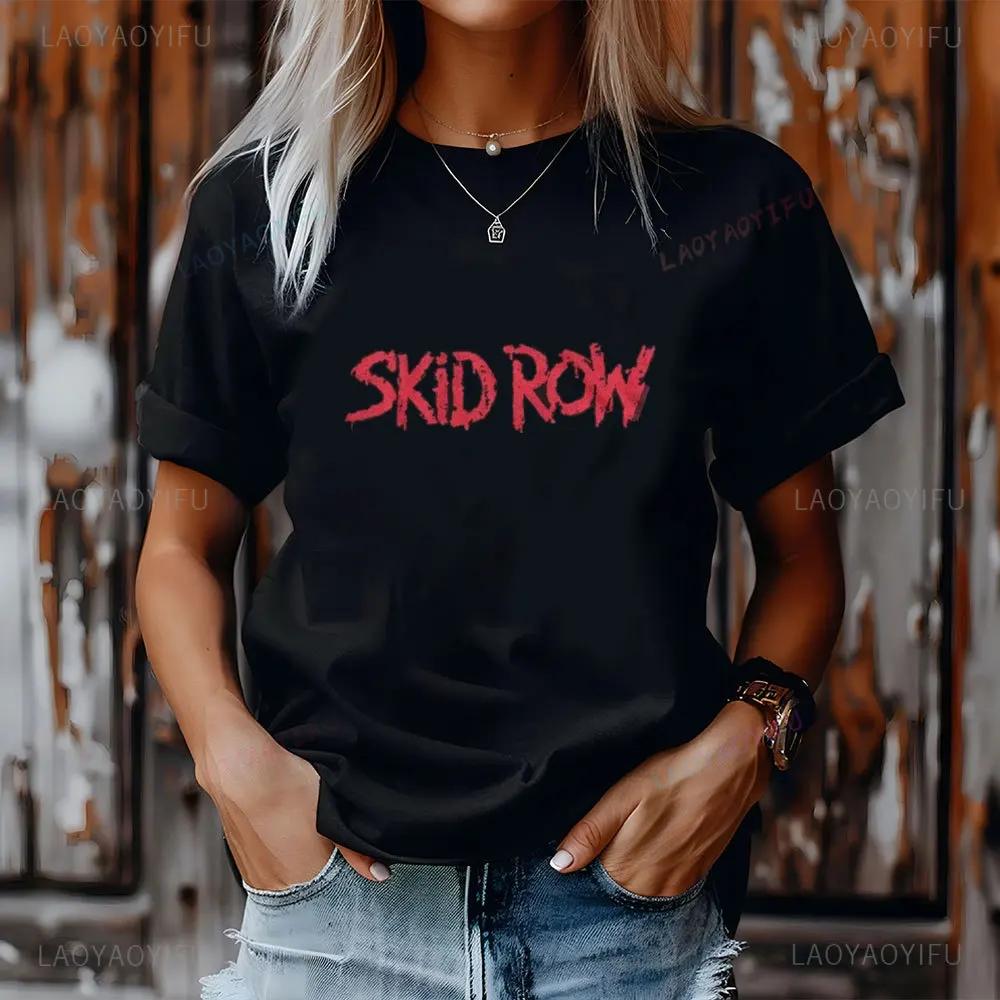 Skid Row Red Logo Black Adult T-Shirt Ropa Hombre Trending Cool Creative Hipster Comfortable Personality High Quality Cotton