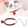 Japanese Style Pets Necklace Nylon Accessory Kitten Supply Cat Bell Collar w  Extension Chain