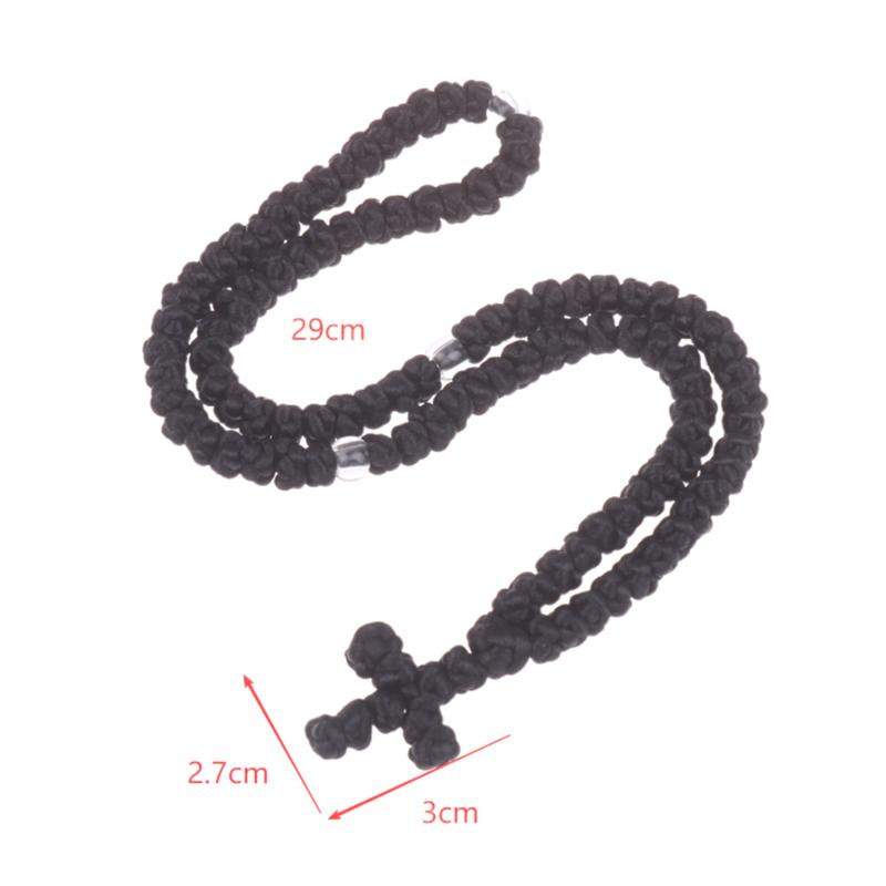 NEW Black/Blue Knot Necklace Handmade Orthodox Religous Rosary Prayer Rope Cross Jewelry Gift
