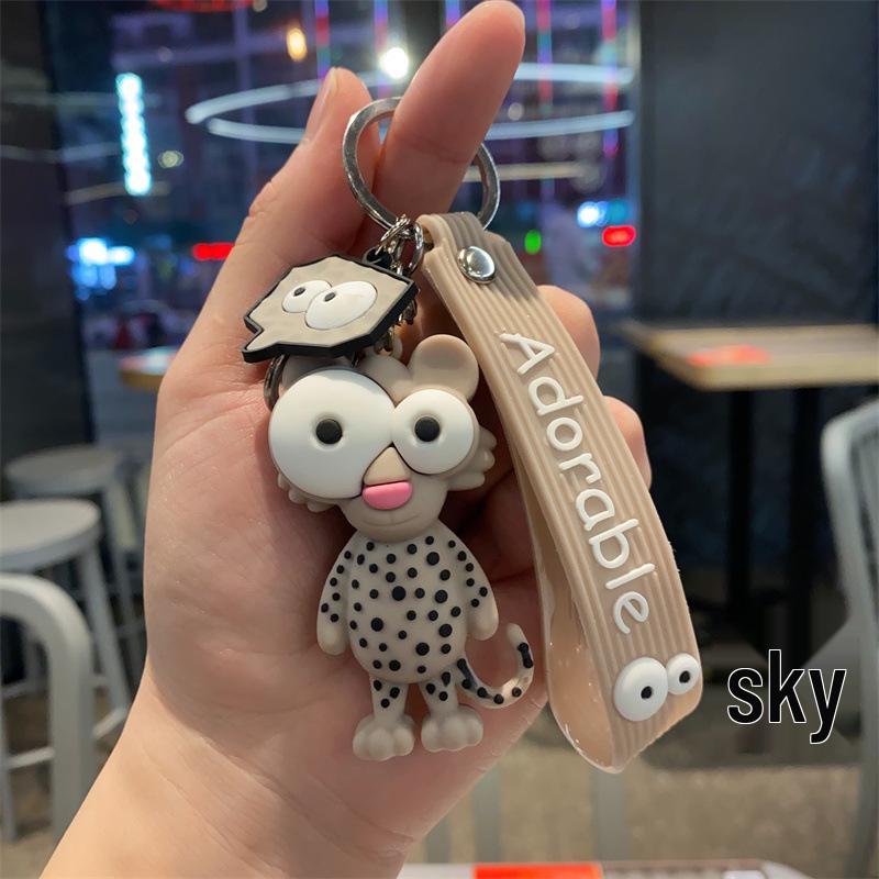 Cute Pop-Eyed Giraffe Keychain - Cartoon Animal Epoxy Bag Pendant