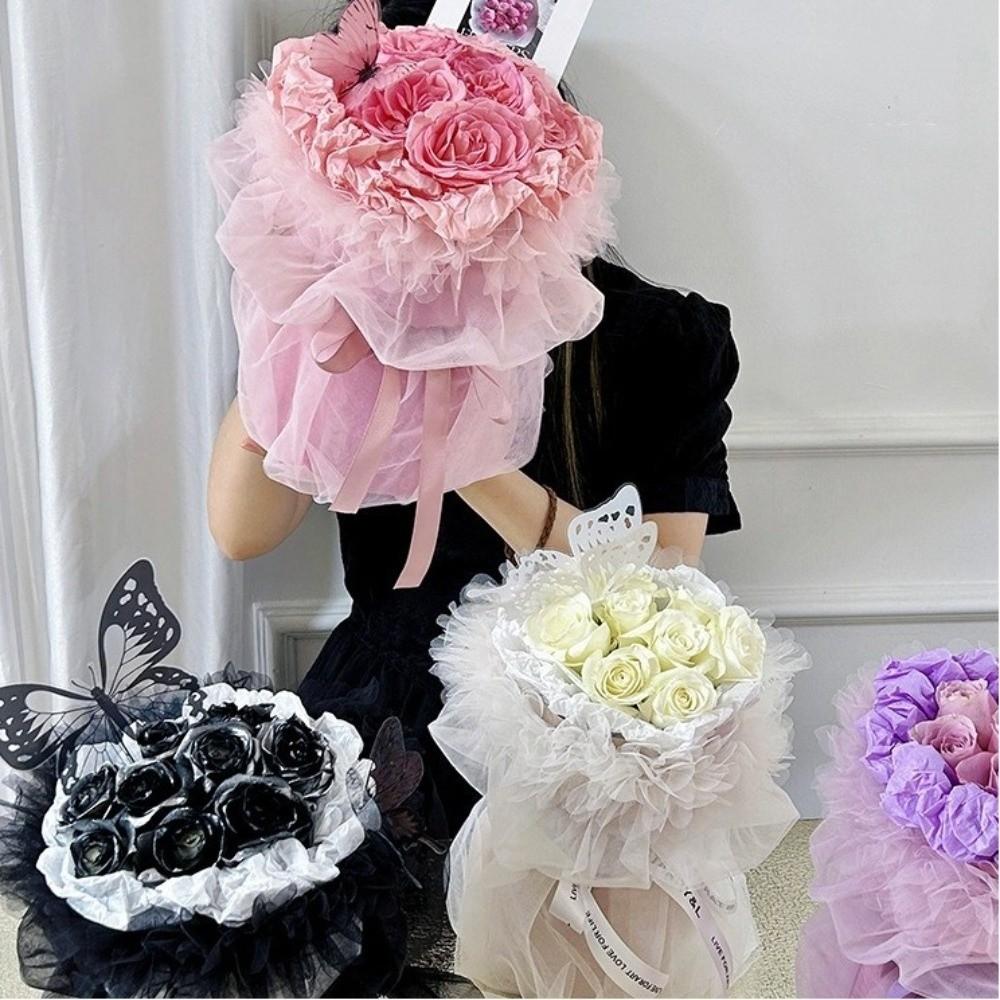 Gift Decoration Flower Wrapping Yarn Solid Color Decoration Wrapping Yarn  Bouquet