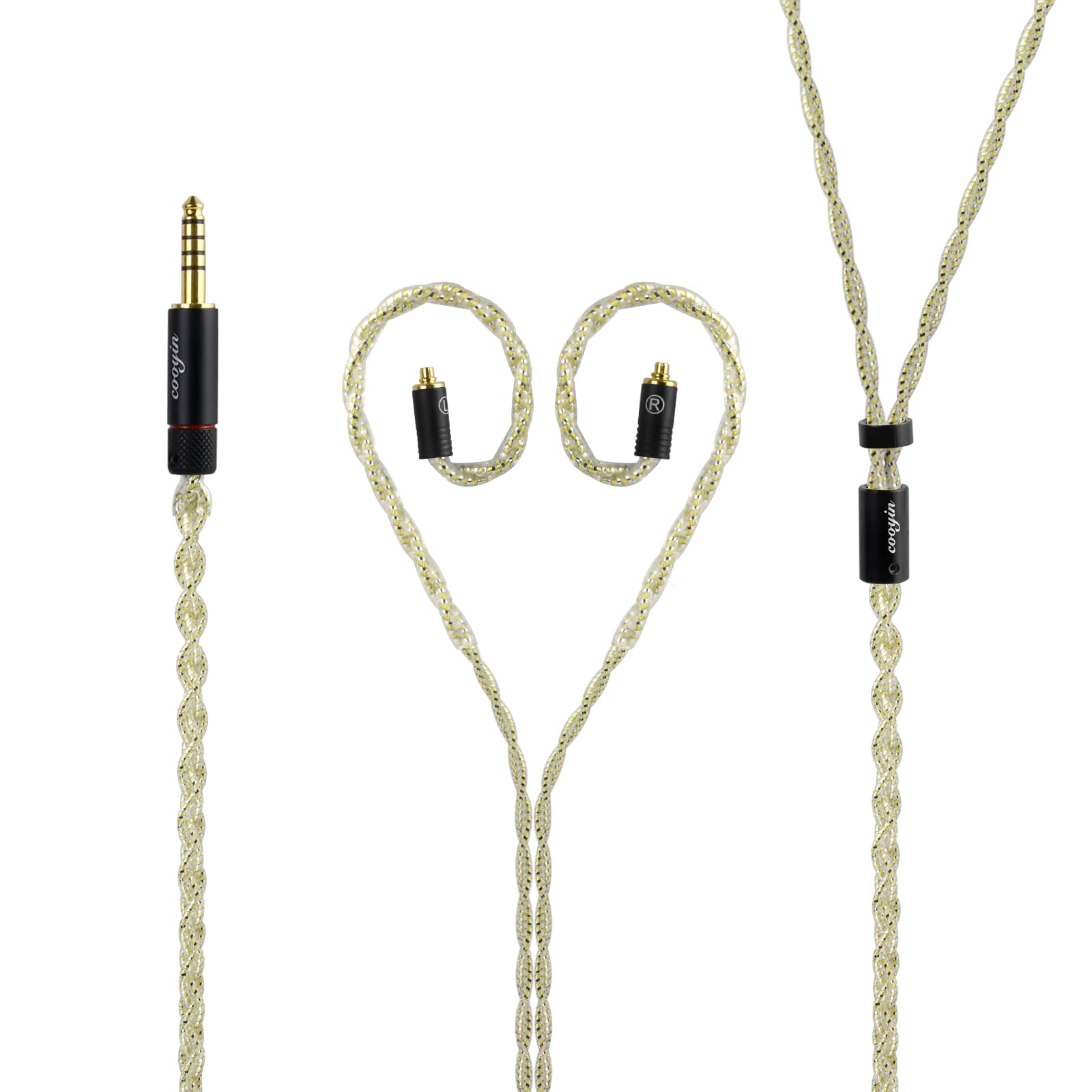 

cooyin cyxj MMCX Single Crystal for SE Series Compatible with and Other Straight Cable, 4-Core, Gold-Plated Silver, Earphones, SE215, SE535, HA-FX850,