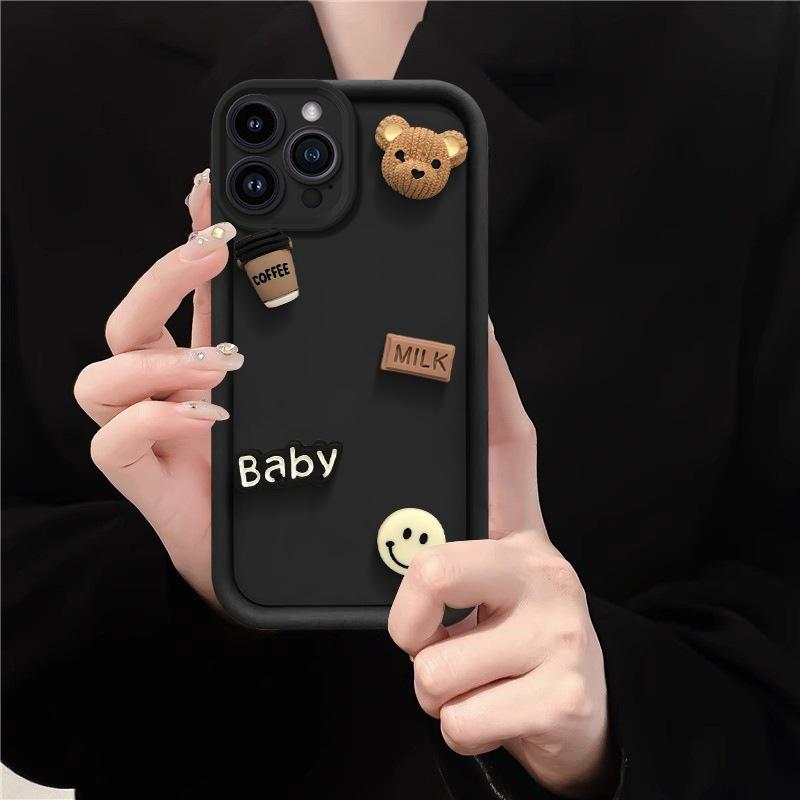 Applicable To VIVO S20 Mobile Phone Case Three-dimensional Coffee X100 Smiley Bear Y17s V40 Fashionable Retro All-inclusive Anti-drop